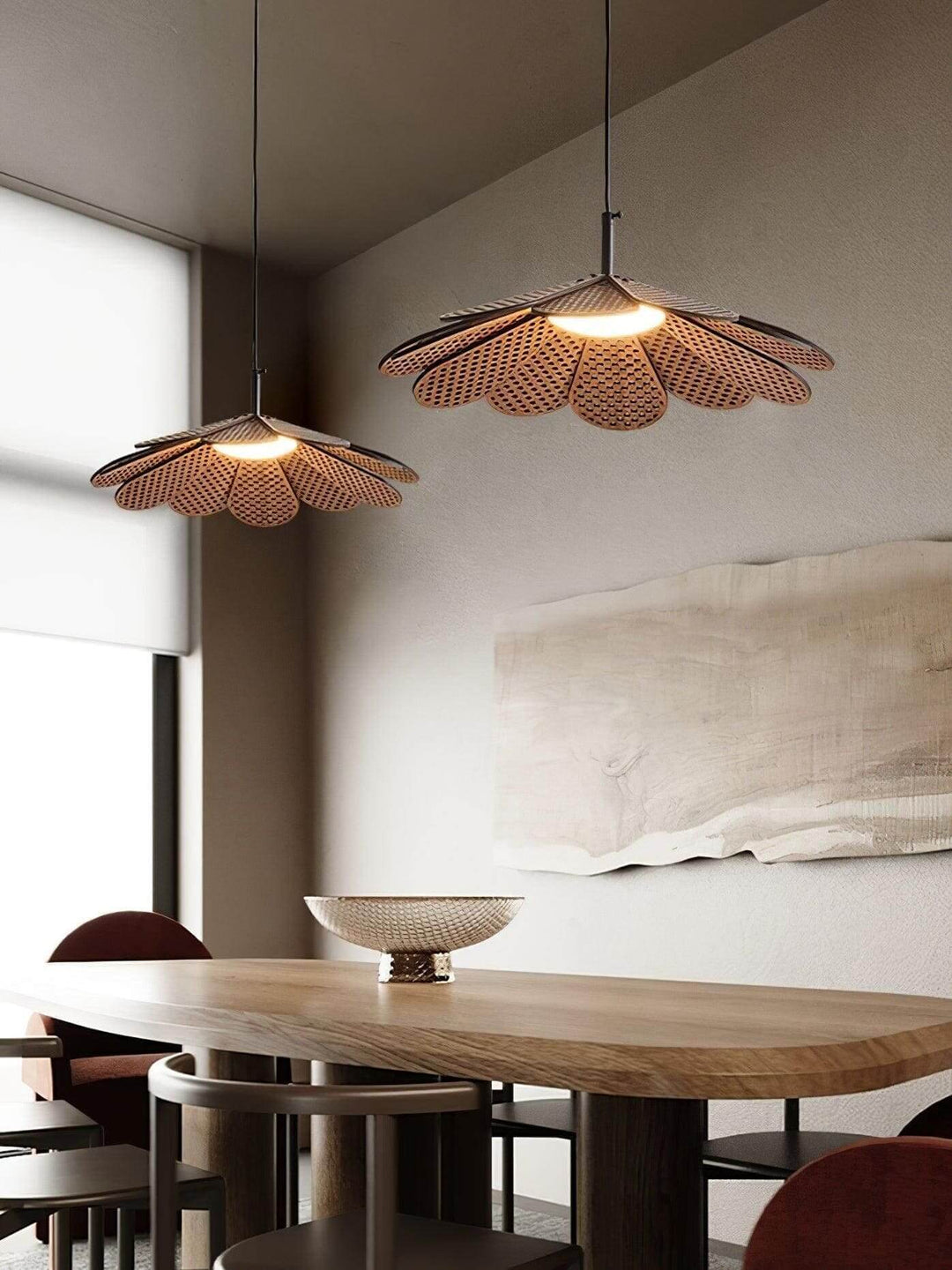 Vendra Pendant Light for Dining Room โ Wabi-Sabi Wood Style