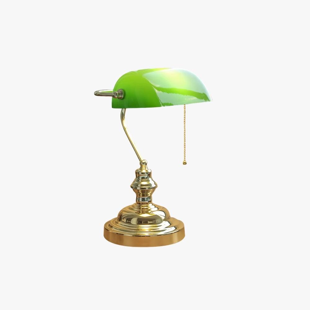 Vintage Bankers Table Lamp Green Glass Gold – Vinlighting