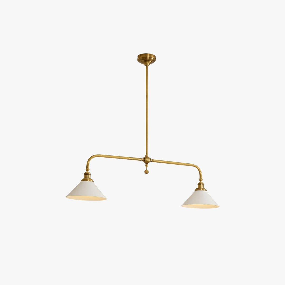 Vintage Double Chandelier with Brass & White Ceramic Shades for Dining | Vinlighting | Vinlighting