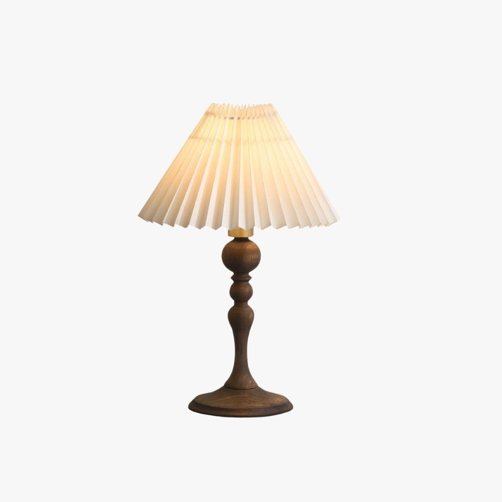 Zulu pleated table lamp with wooden base, perfect for side and console tables in vintage decor.