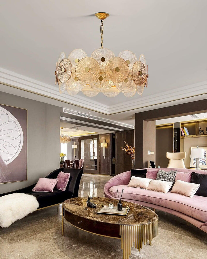 Virella Bloom Chandelier โ Glass Round Metal Light for Living Room