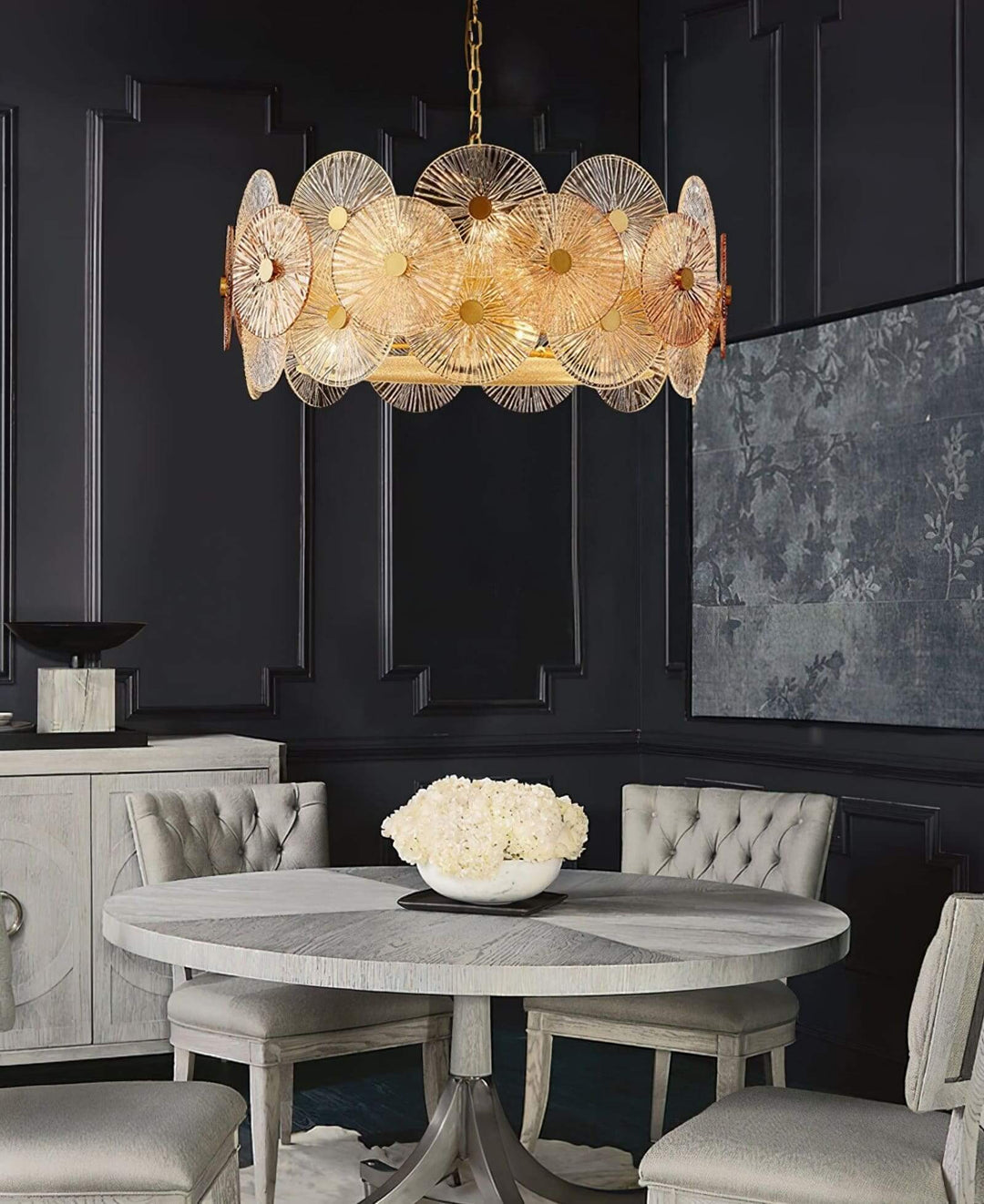 Virella Bloom Chandelier โ Glass Round Metal Light for Living Room
