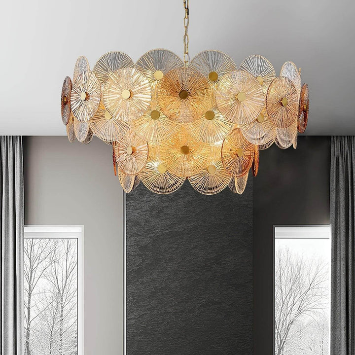 Virella Bloom Chandelier โ Glass Round Metal Light for Living Room