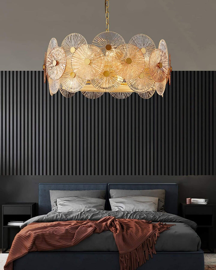 Virella Bloom Chandelier โ Glass Round Metal Light for Living Room