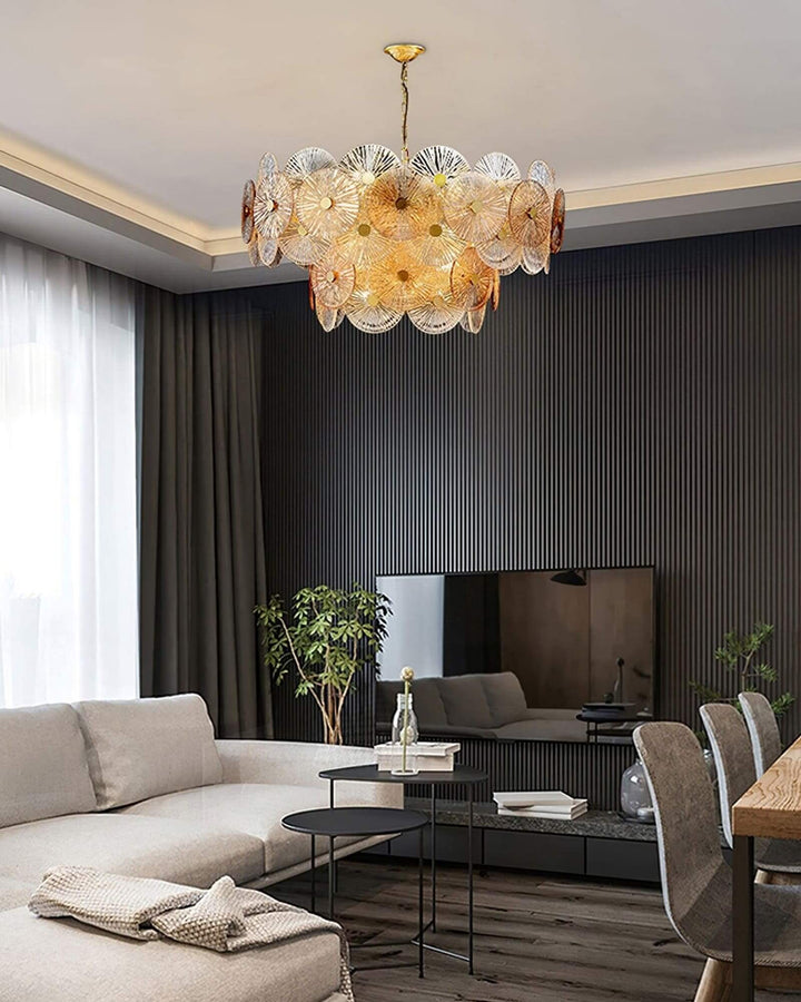 Virella Bloom Chandelier โ Glass Round Metal Light for Living Room