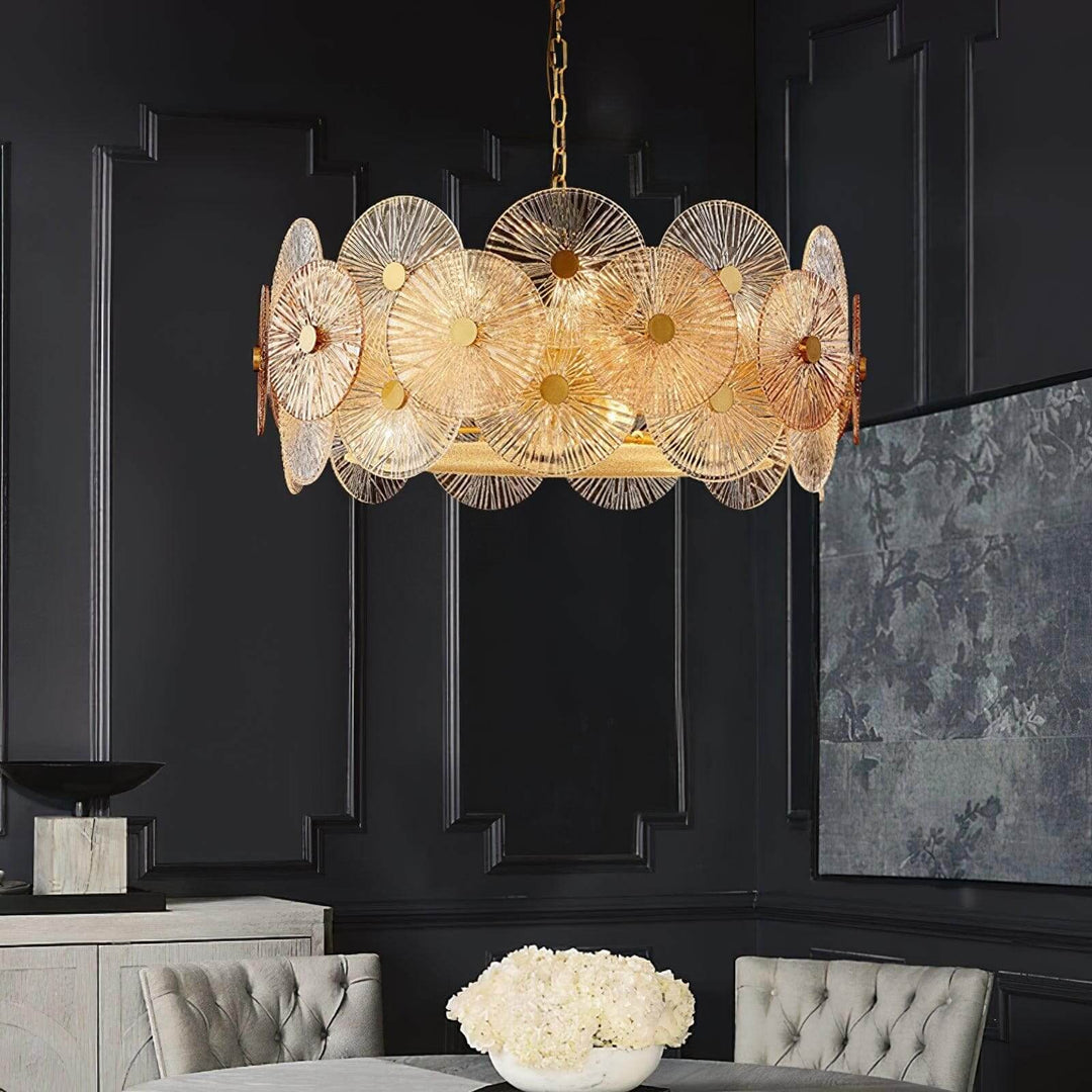 Virella Bloom Chandelier โ Glass Round Metal Light for Living Room
