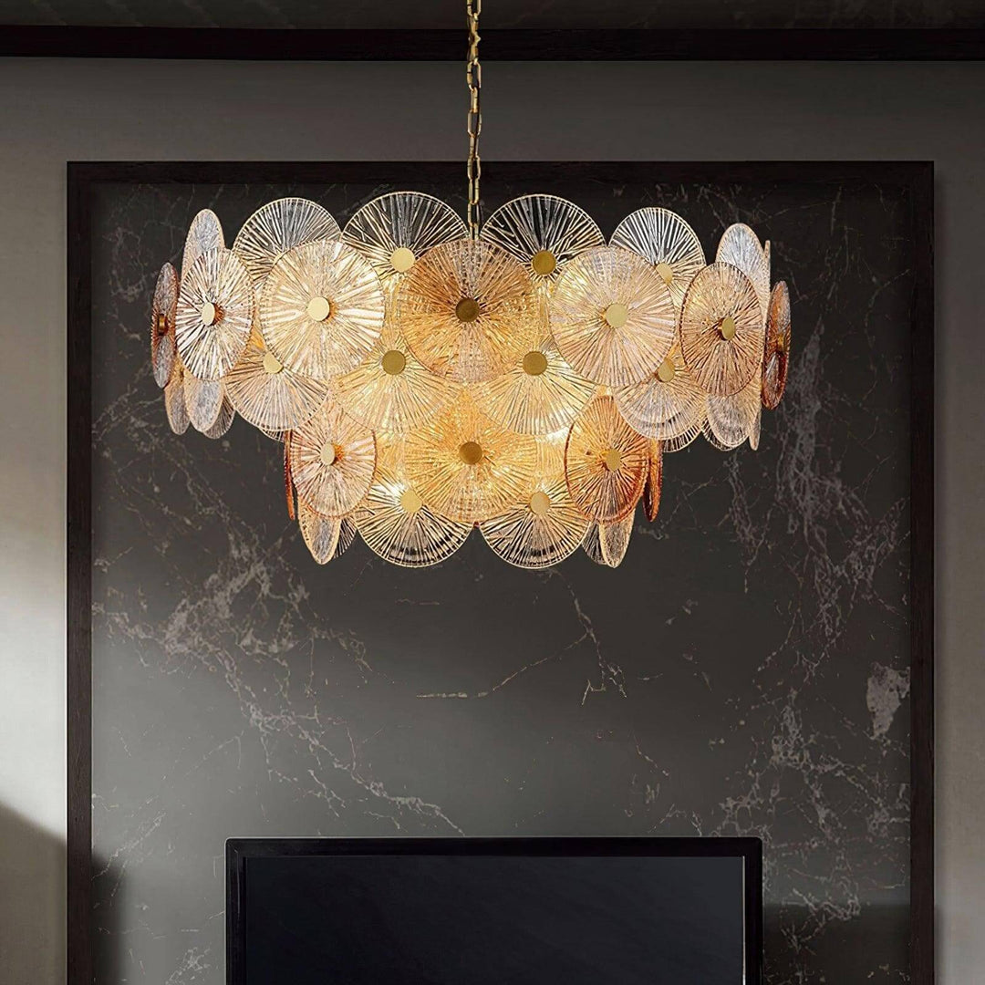 Virella Bloom Chandelier โ Glass Round Metal Light for Living Room