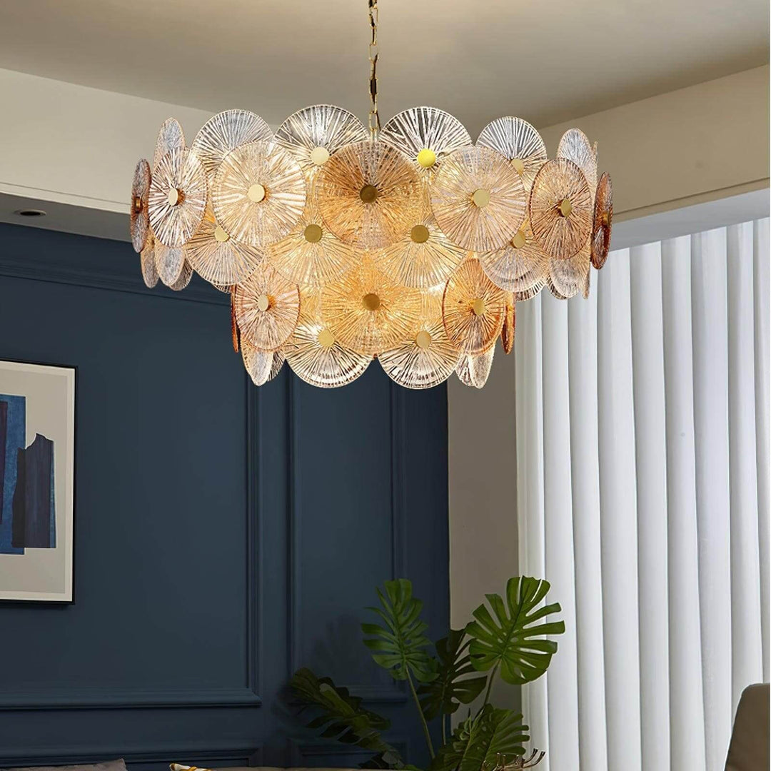Virella Bloom Chandelier โ Glass Round Metal Light for Living Room
