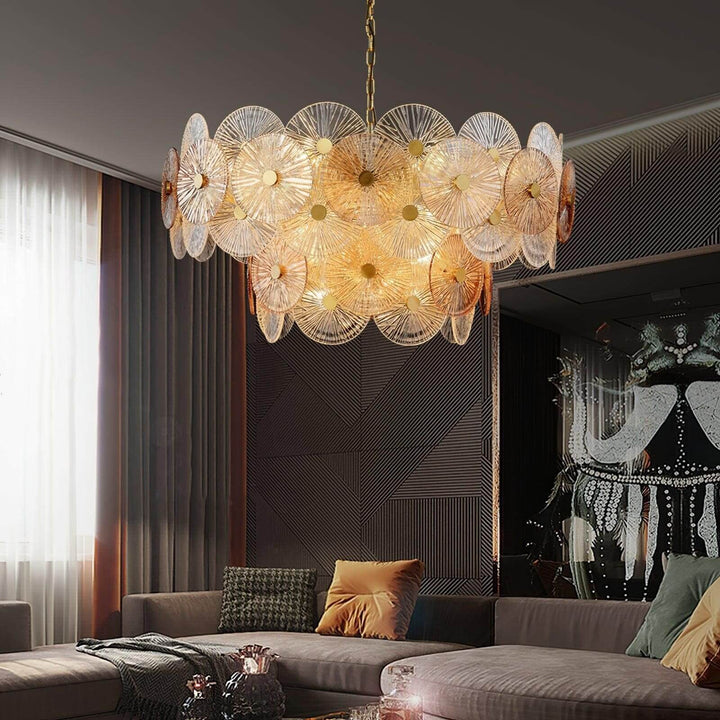 Virella Bloom Chandelier โ Glass Round Metal Light for Living Room