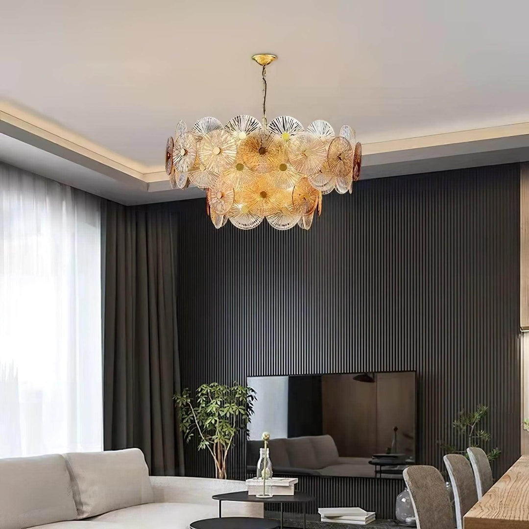Virella Bloom Chandelier โ Glass Round Metal Light for Living Room