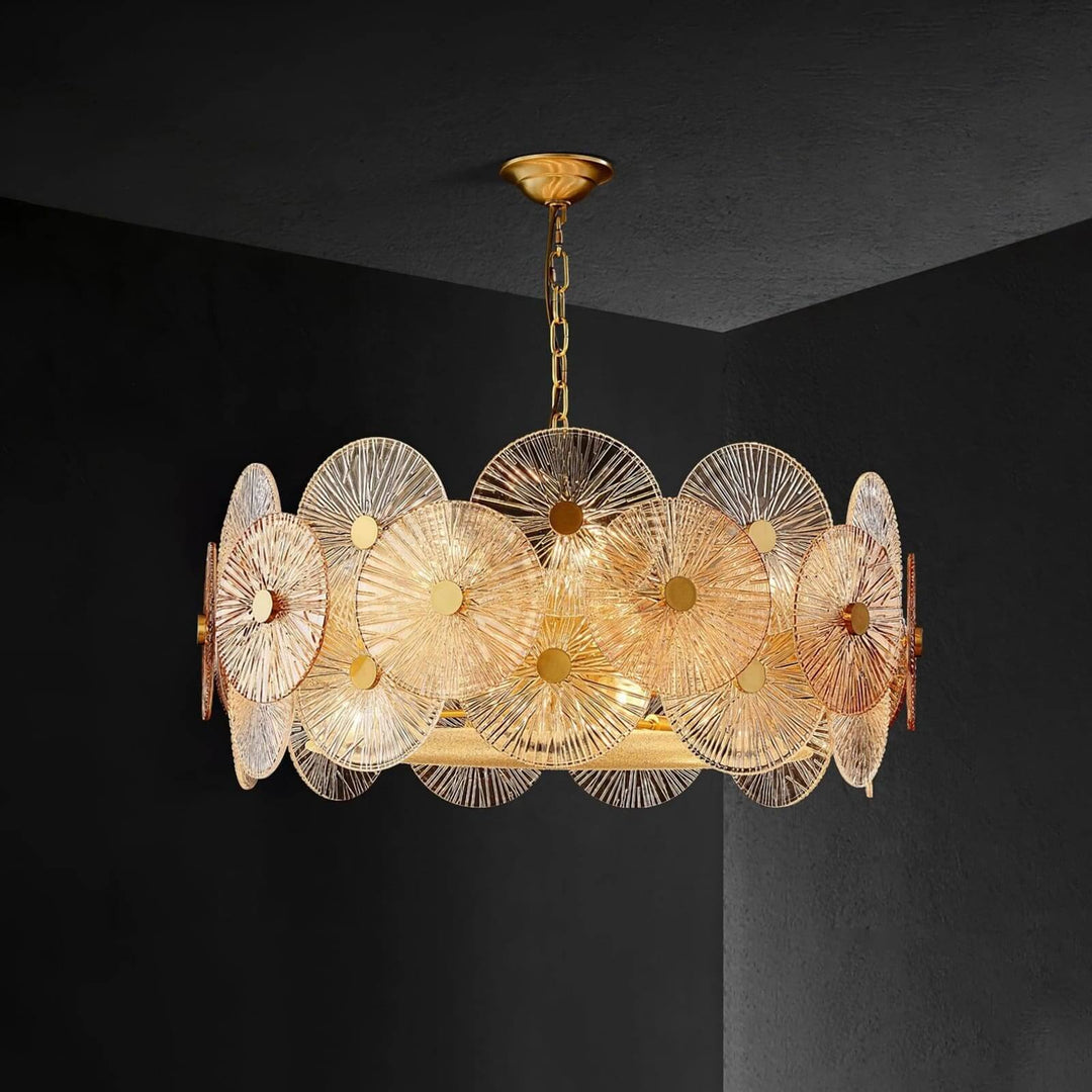 Virella Bloom Chandelier โ Glass Round Metal Light for Living Room