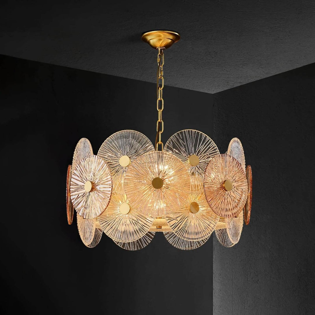 Virella Bloom Chandelier โ Glass Round Metal Light for Living Room