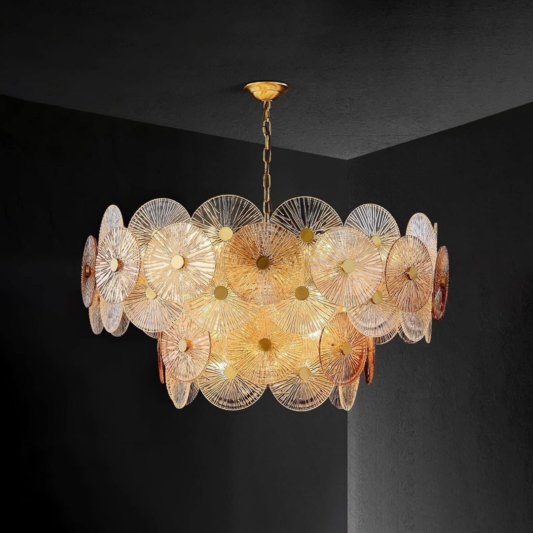 Virella Bloom Chandelier โ Glass Round Metal Light for Living Room