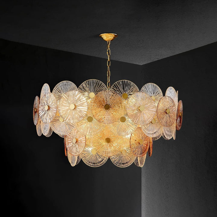 Virella Bloom Chandelier โ Glass Round Metal Light for Living Room