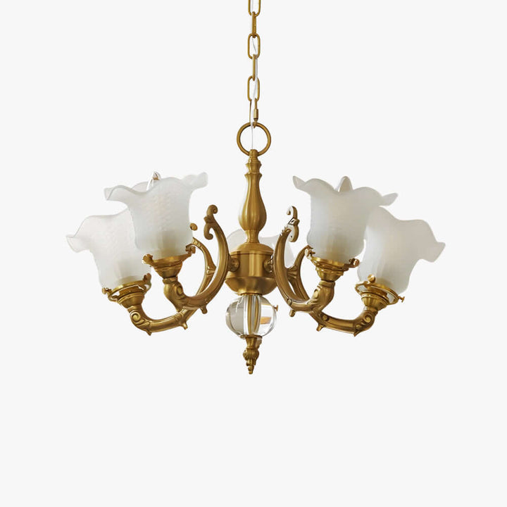 Vireon Chandelier – French Vintage Floral Glass Bedroom Lamp