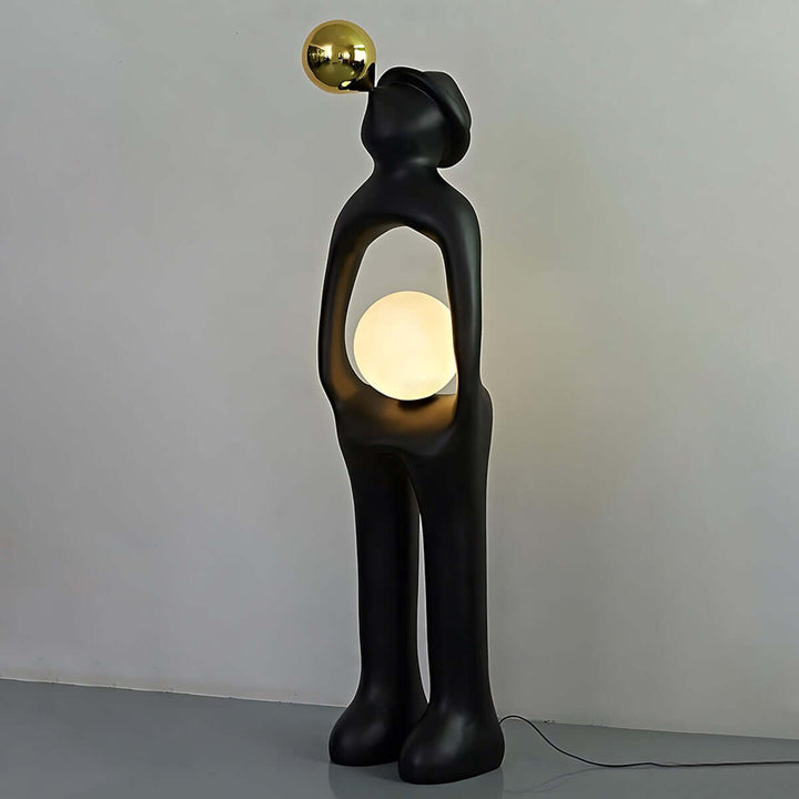 Sculptural Voreli Resin Floor Lamp in art deco style, ideal floor lights for living room, height 130cm, diameter 40cm.