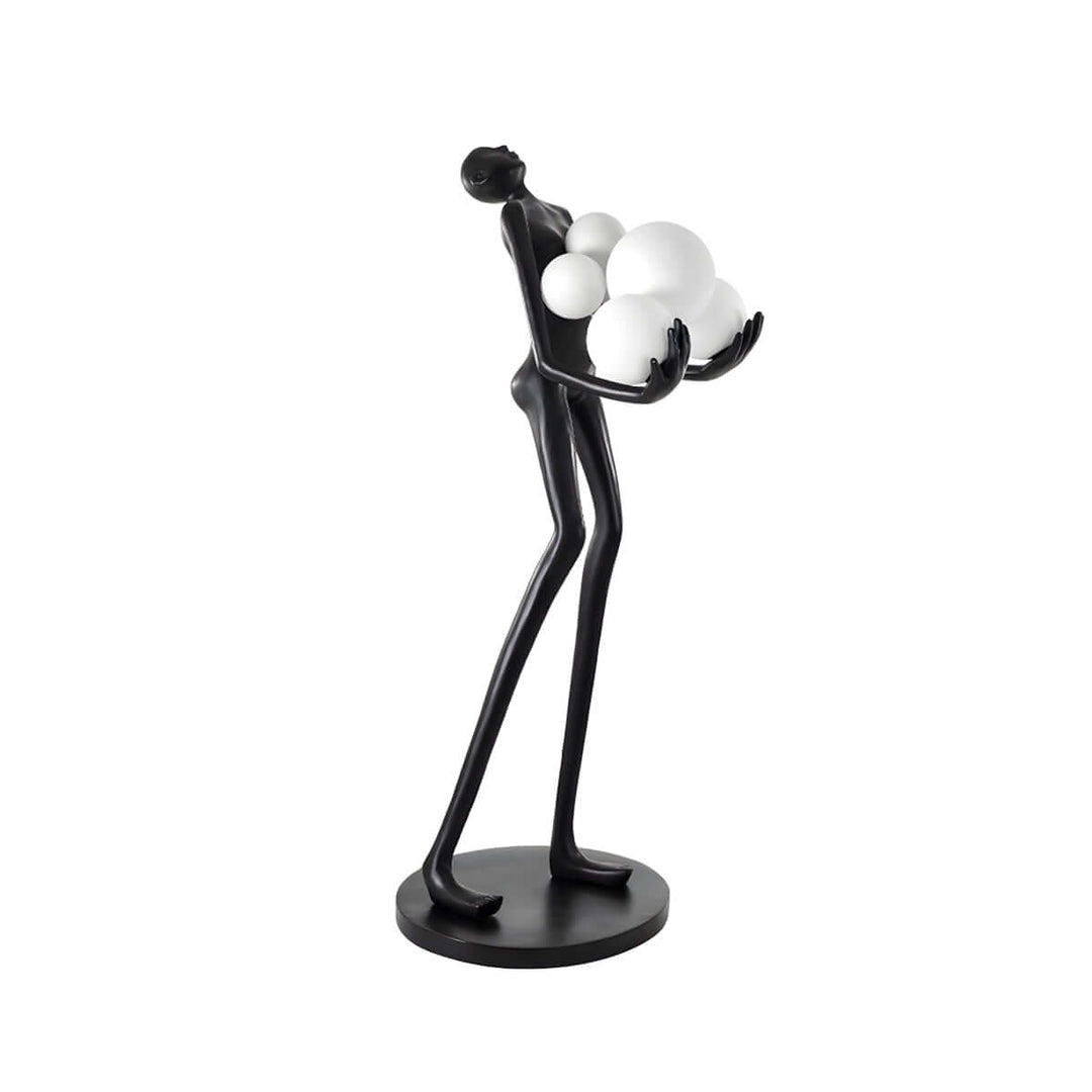 Sculptural floor lamp in art deco style featuring a unique design with spheres, perfect for living room lighting.