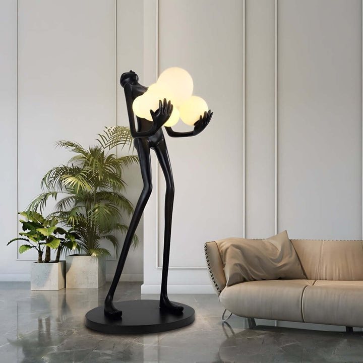 Vornix sculptural floor lamp with unique design, ideal for adding art deco style to living room decor.