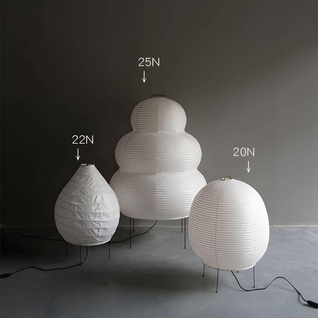 Washi Paper 25N Floor Lamp among decorative rice paper floor lamps for living room, showcasing Japanese design and elegance.