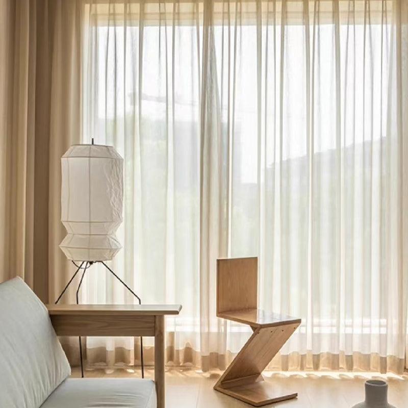 Stylish Washi Paper UF3-L6 floor lamp in a cozy living room setting with light curtains and modern decor.