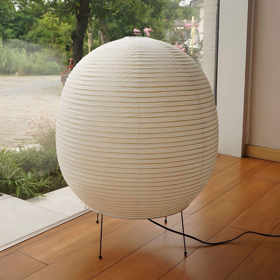 Washi Paper Bonn Table Light, modern minimal table lamp for bedroom bedside, size Dia 45cm x H 60cm.