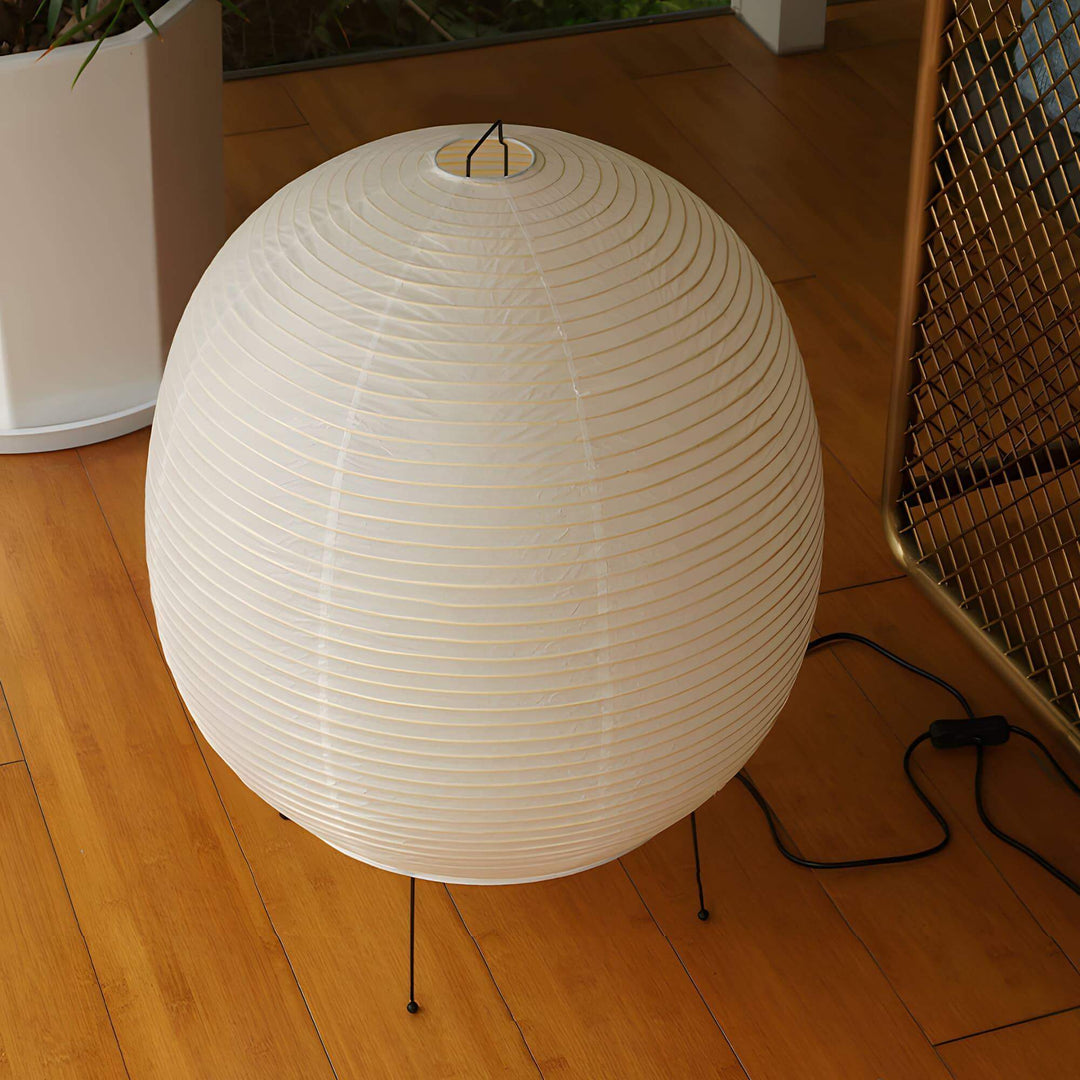 Washi Paper Bonn table light, a modern minimal bedside lamp, size Dia 45cm x H 60cm, perfect for bedroom decor.