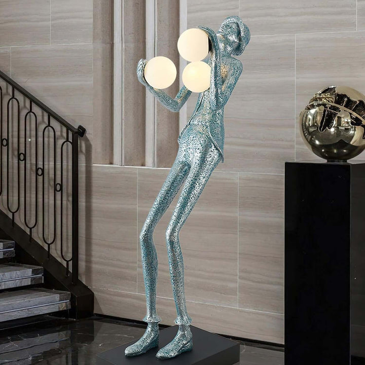 Wexilon sculptural floor lamp with art deco design, ideal for modern living room lighting.