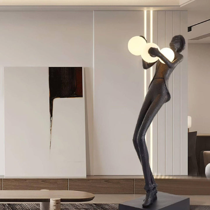 Wexilon sculptural floor lamp in art deco style, ideal floor lights for living room, L 47cm x W 24cm x H 170cm.