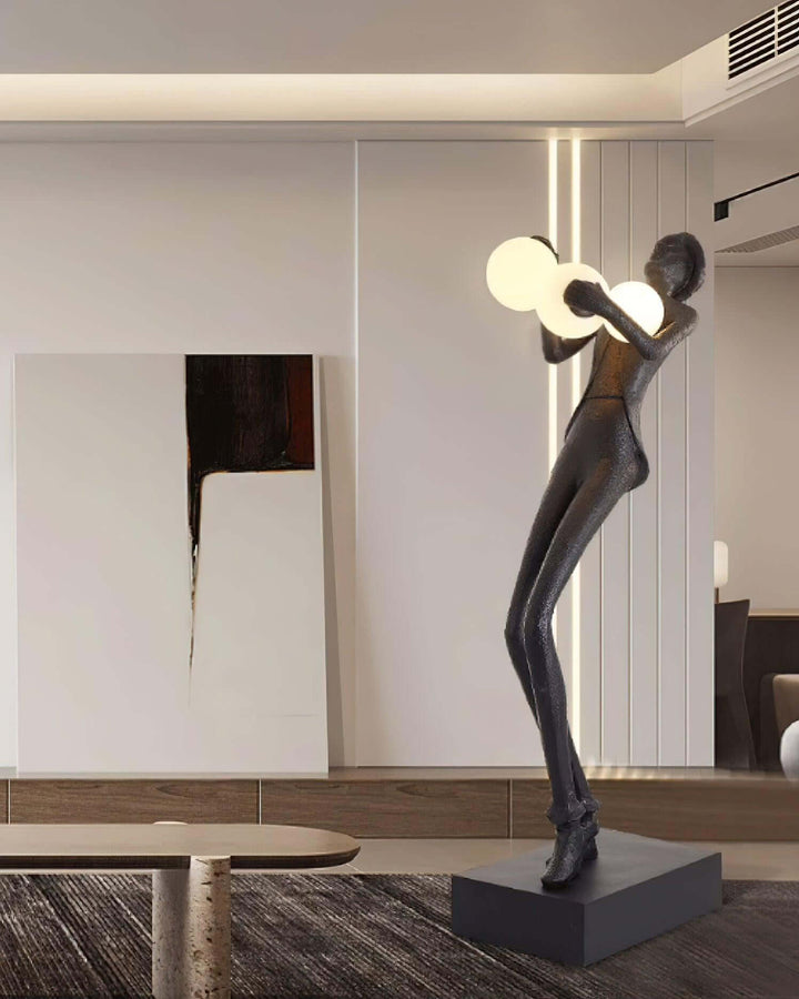 Wexilon sculptural floor lamp in modern living room, showcasing art deco design and stylish floor lights.