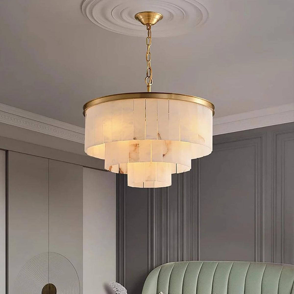Windham Alabaster Chandelier – Elegant Brass & Alabaster Lighting | Vinlighting | Vinlighting