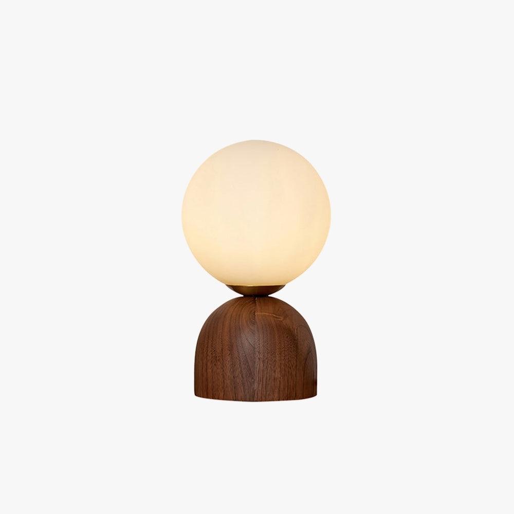 Wood Knuckle Table Lamp with white glass globe, modern design, perfect for vintage decor and minimal lighting solutions.