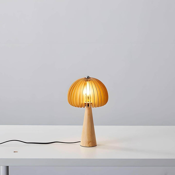 Wooden pumpkin table lamp, a round wood table lamp that adds a stylish touch to your home decor.