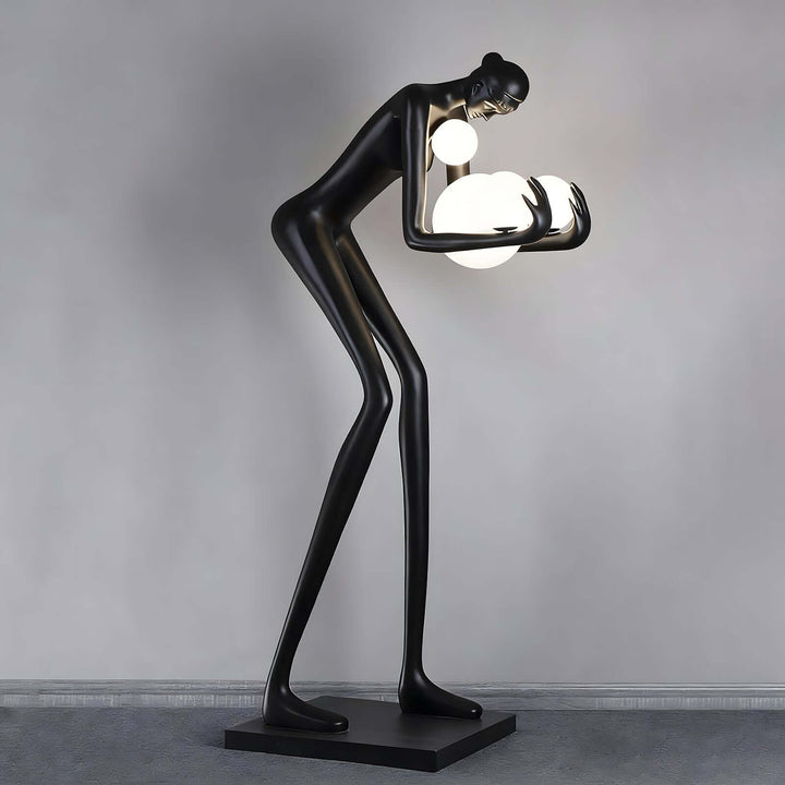 Zavon Sculptural Floor Lamp - Black Humanoid Decorative Art Sculpture