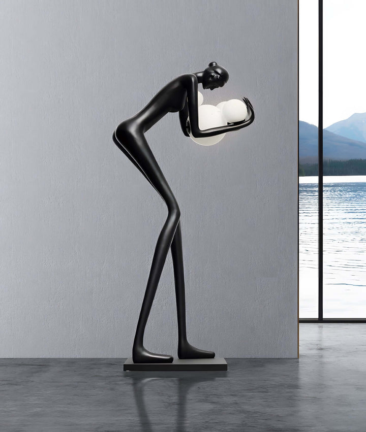 Zavon Sculptural Floor Lamp - Black Humanoid Decorative Art Sculpture