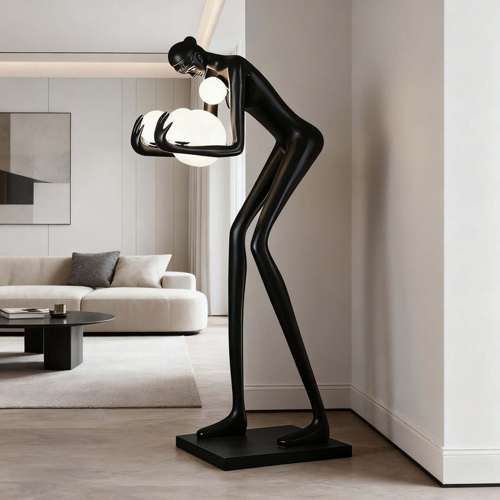 Zavon Sculptural Floor Lamp - Black Humanoid Decorative Art Sculpture