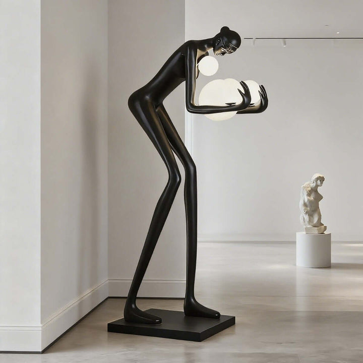 Zavon Sculptural Floor Lamp - Black Humanoid Decorative Art Sculpture