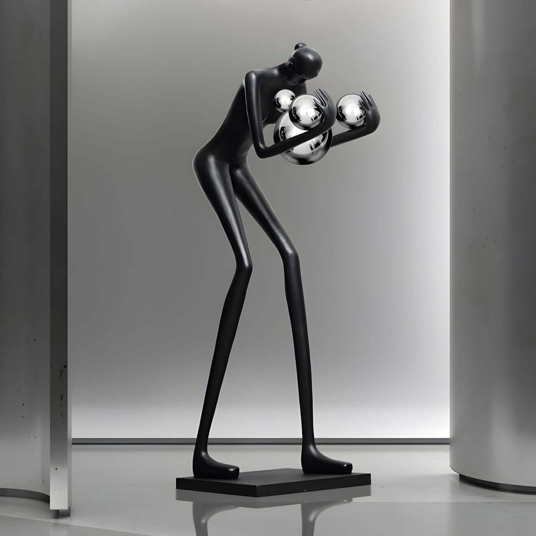 Zavon Sculptural Floor Lamp - Black Humanoid Decorative Art Sculpture