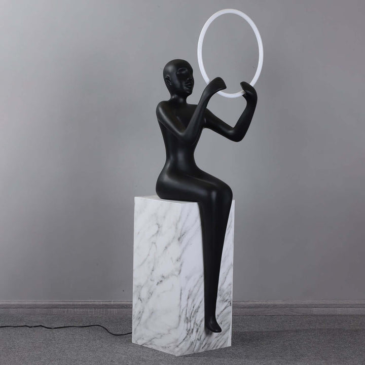 Zaytri Sculptural Floor Lamp, a resin sculpture for living room decor in Art Deco style, with a unique modern design.