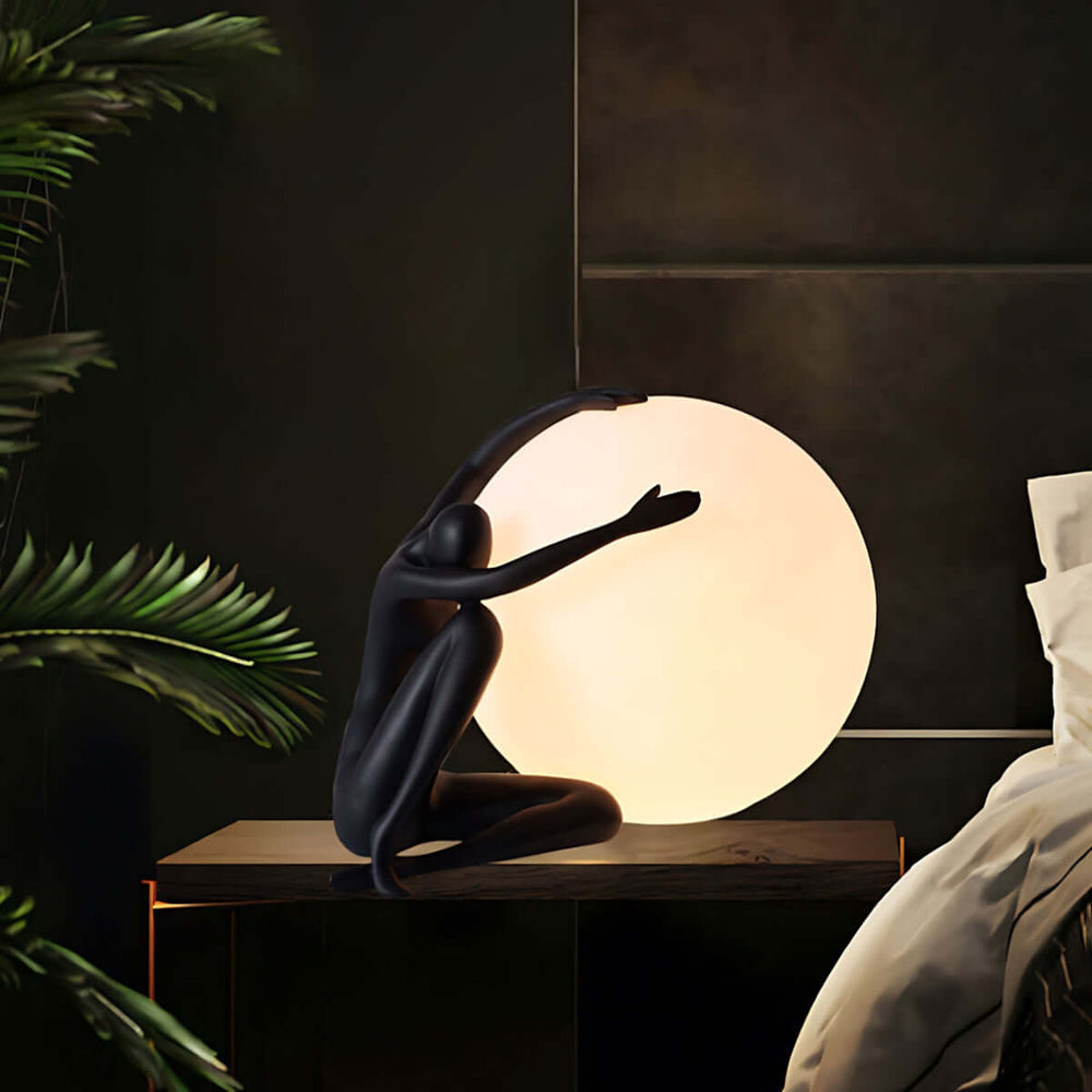 Zelvora sculptural table lamp showcasing an art deco design, perfect for living room ambiance.