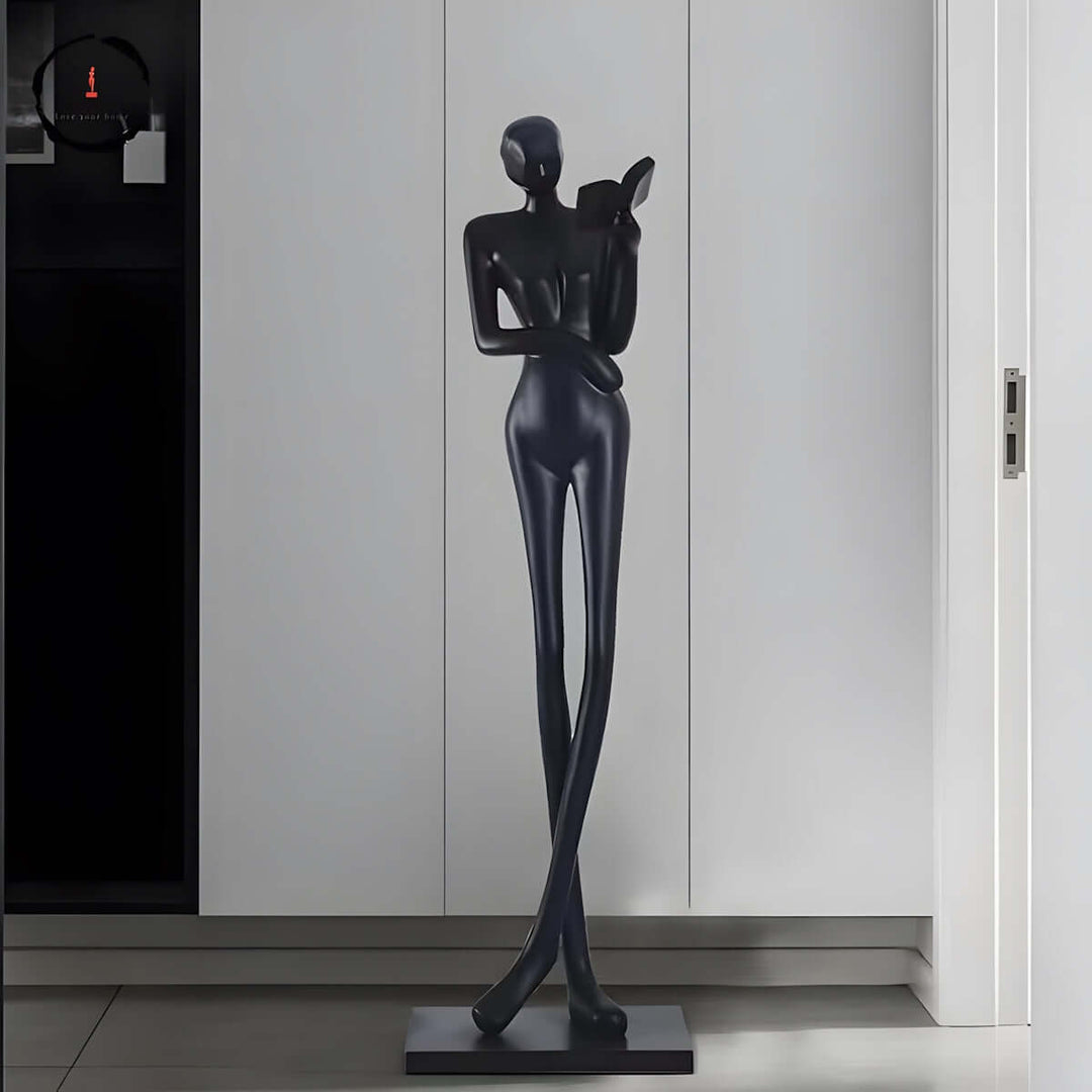 Elegant resin sculpture in Art Deco style, 186cm tall decorative ornament for stylish living room decor.