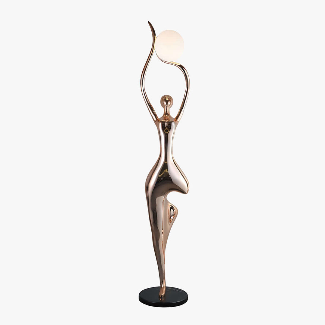 Sculptural floor lamp in art deco style, featuring a shiny bronze finish, perfect floor lights for living room decor.