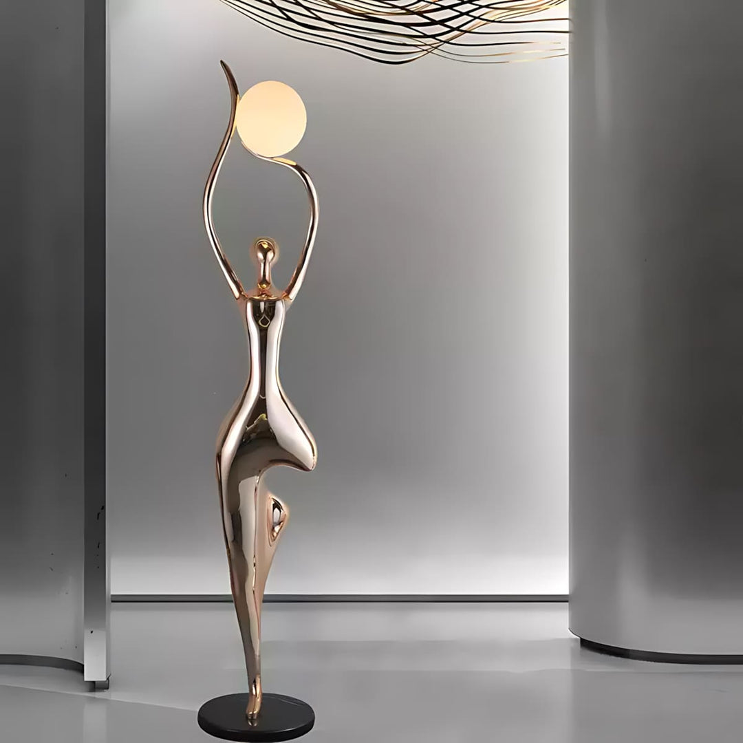 Sculptural floor lamp featuring an art deco design, perfect as stylish floor lights for living room decor.