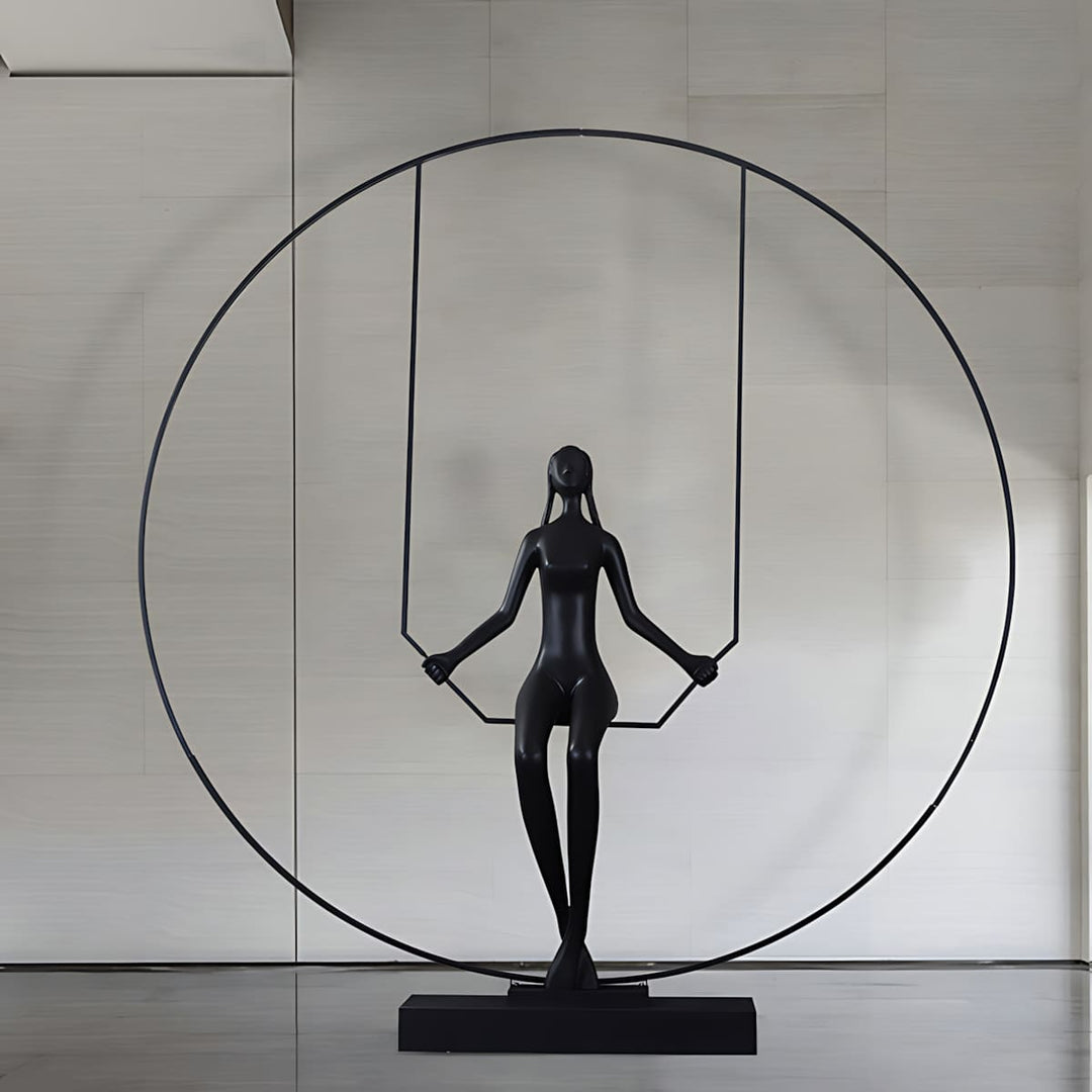 Zinelo Sculpture - stunning resin decorative ornament for living room, featuring Art Deco style with a graceful figure.