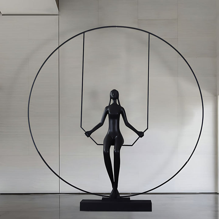 Zinelo Sculpture - stunning resin decorative ornament for living room, featuring Art Deco style with a graceful figure.