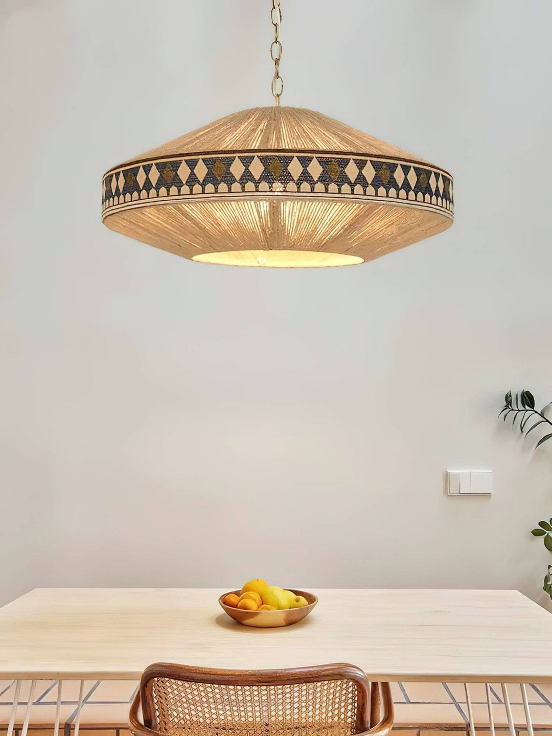 Zolona Pendant Lamp - Boho Fabric Rustic Light for Dining & Living Room