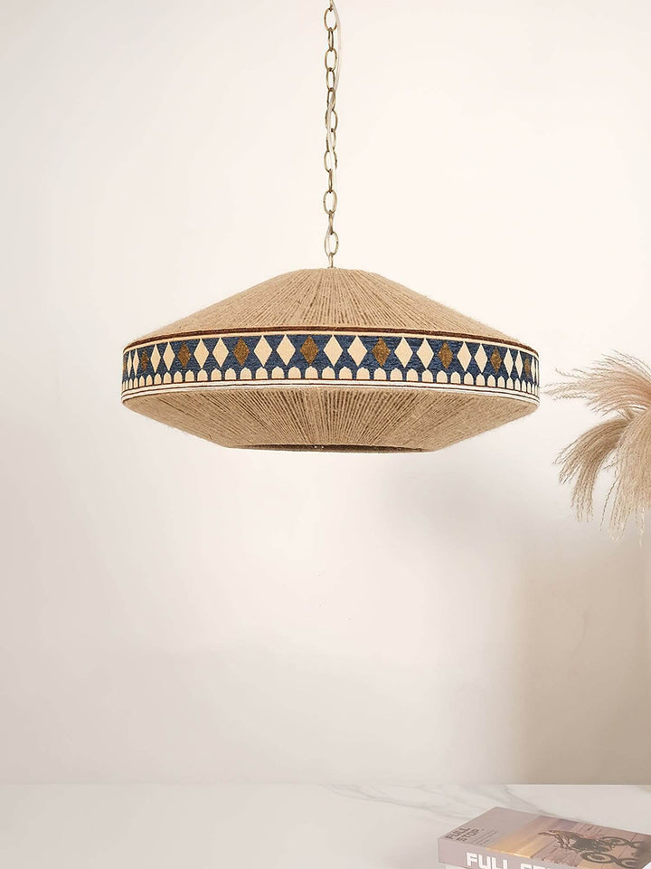 Zolona Pendant Lamp - Boho Fabric Rustic Light for Dining & Living Room