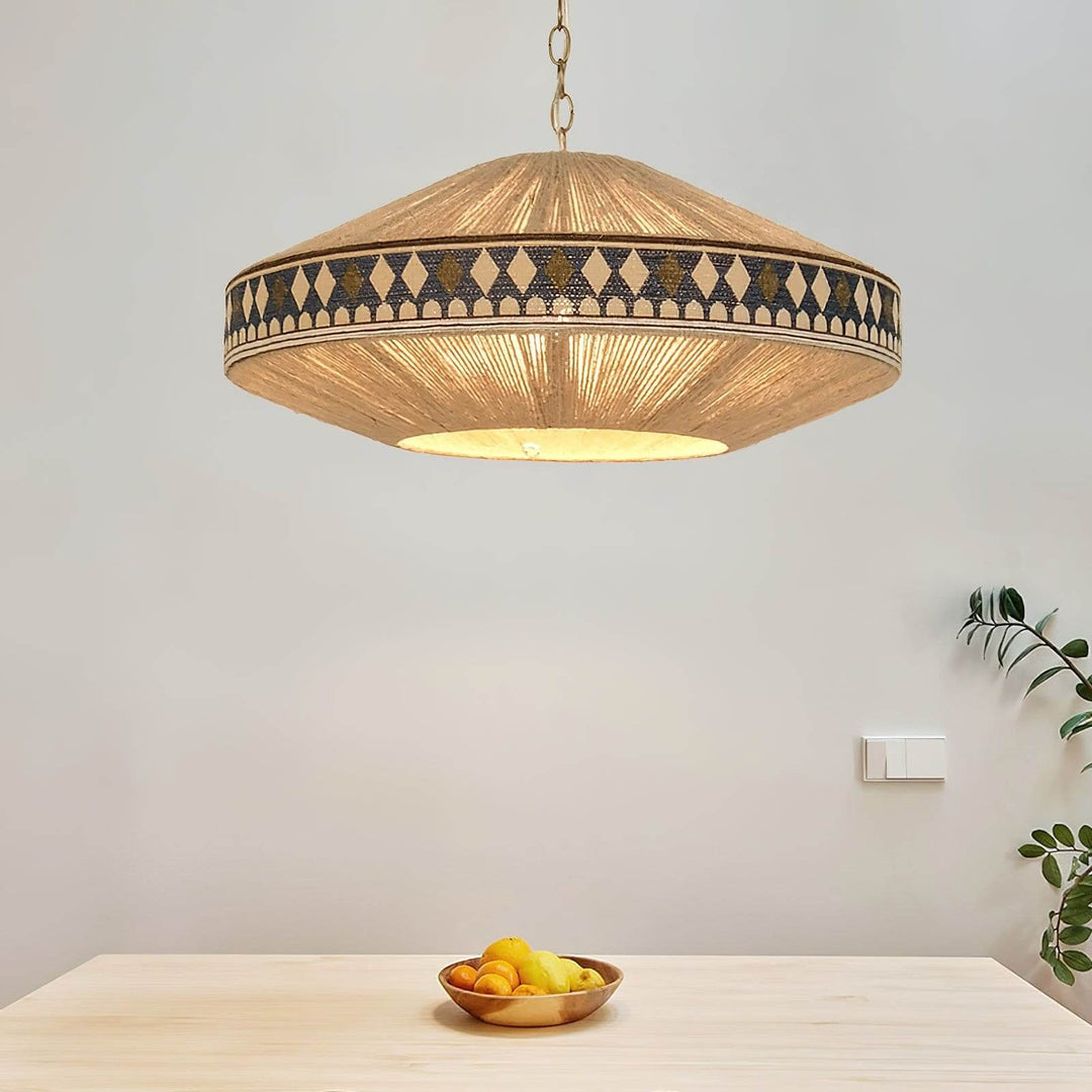 Zolona Pendant Lamp - Boho Fabric Rustic Light for Dining & Living Room