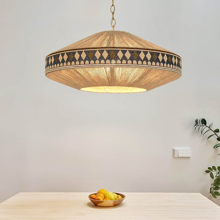 Zolona Pendant Lamp - Boho Fabric Rustic Light for Dining & Living Room