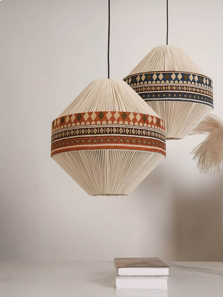 Zolona Pendant Lamp - Boho Fabric Rustic Light for Dining & Living Room