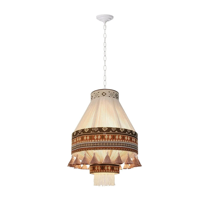 Zolona Pendant Lamp - Boho Fabric Rustic Light for Dining & Living Room